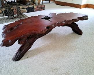 Vintage California redwood coffee table