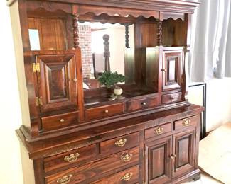 Pine cupboard and contents.