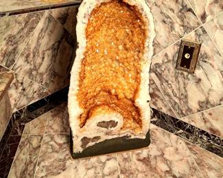 twenty five inches high amber crystal geode
