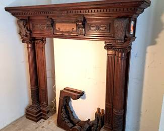 19th century walnut fireplace mantel, probably circa 1865.