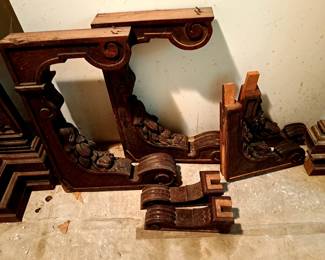 Side pieces to walnut fireplace mantel