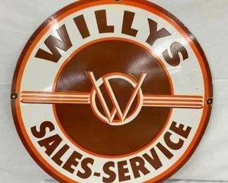 30IN PORC. WILLYS SALES SERVICE SIGN