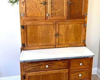 Antique Hoosier Oak Cabinet   H 69.5" W 41" D 22"