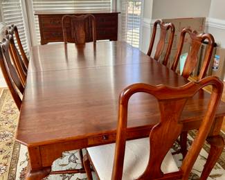 $400.00  Available for Pre-Sale, email gail@freshstarttransitions.com................................................Bob Timberlake by Lexington Queen Anne Table Solid Cherry              
(2 - 24" leaves included)        H 30.5"  W 45"  D 75.5"