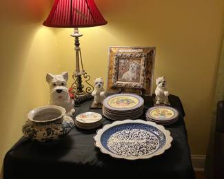 Blue & white porcelain, Westie dogs