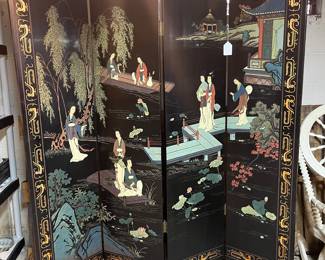 Chinese black lacquer room divider