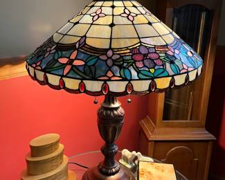 One of several nice Tiffany style leaded glass lamps