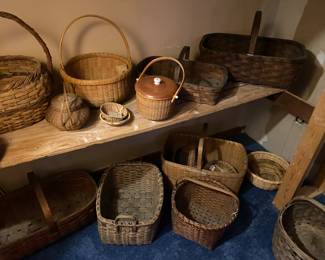 Antique Baskets including Nantucket and country oak splint