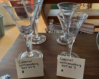 Blenko Colonial Williamsburg tear drop stemware