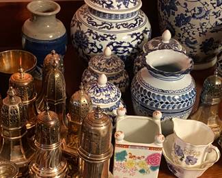 Silver Sugar Castors, Asian Porcelain