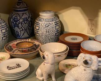 Staffordshire Spaniels, Chinese Porcelain Ginger Jars