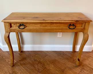 $250 Rustic, farmhouse-look table/writing desk, one drawer. 45 X 16x31 inch