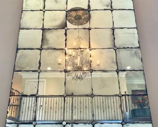 $1800. Restoration Hardware, Belle Epoque Antiqued LARGE scale, panel mirror 60L x 84H. Current member price online at RH is $2,325. 3 small marks noted on panes. 