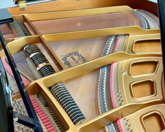 SOLD—Picture of the inside of the Yamaha Baby Grand Piano.Yamaha Baby Grand Player Piano with bench, Ebony polish, speakers housed underneath. Model number shown in later images.  56L x 62H. WORKS!