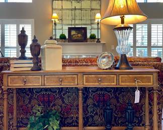 SOLD - Monarch by Century bleached console with tear drop pulls. Beautiful condition! 