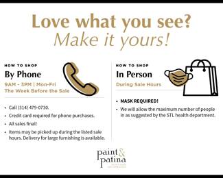 FIRST IN = FIRST DIBS! Copy/Paste this link to reserve your 9AM spot in line! https://www.signupgenius.com/go/10C0C4DA9AE22A1F49-47626454-patina#/