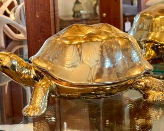 SOLD Gold turtle with removable shell 9L x 6W x 4H.
