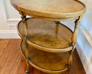 Alternate view of the three tiered side table by Monarch by Century.