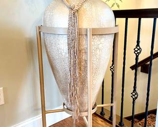 SOLD—Large statement vase. Champagne color with faux glaze. 47 inch tall x 20 inch wide.