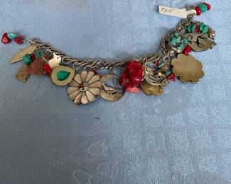 Zuni sterling, coral, MOP and turquoise bracelet