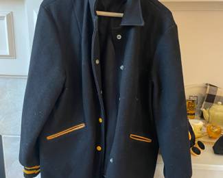 Vintage black and gold letter jacket