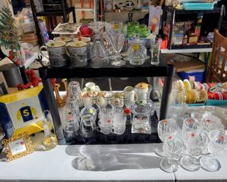 Vilieroy and Boch Coffee Mugs, Waterford Honey Pot