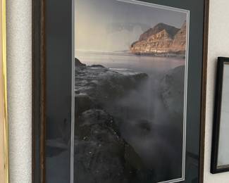 Large framed coastal photograph