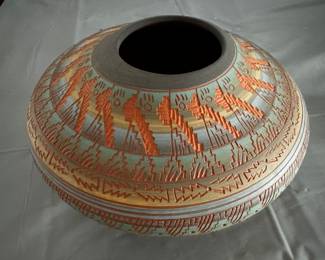 Navajo etched pottery  signed A. Joe