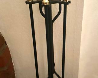 Iron and brass fireplace tools