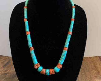Turquoise and Coral Necklace