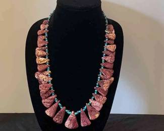 Turquoise And Spiny Oyster Necklace
