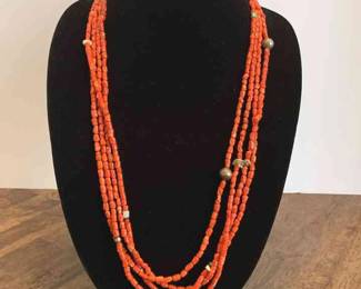 Multi Strand Coral Necklace