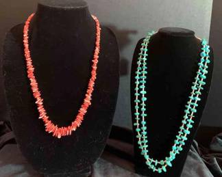 Coral and turquoise necklaces