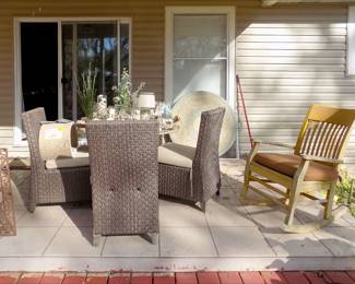 Outdoor Table with Four Chairs,  Mosaic Table Top, etc.