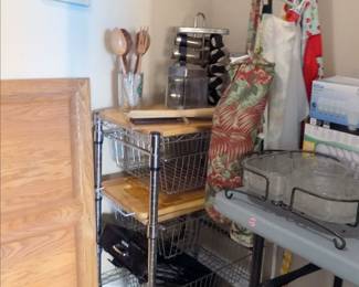 Pantry Cart, aprons, spice rack, etc.