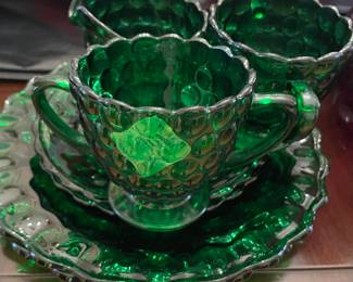 Anchor Hocking Green Bubble Glass