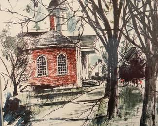 John Haymson Watercolor Old Court House Williamsburg VA