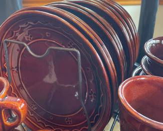 Beautiful Vintage Marcrest dishes Glazed Daisy Dot Stoneware set