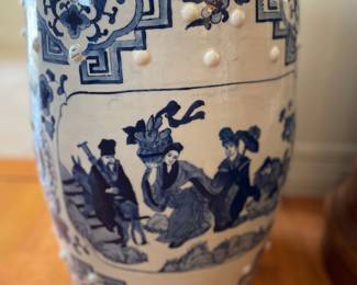 A pair of Vintage Asian Blue & White Garden Stools Stunning!!