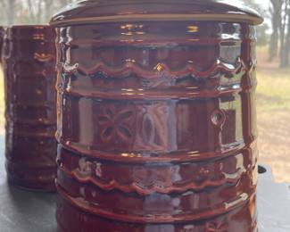 Marcrest Glazed Daisy Dot Stoneware canister