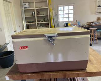 Vintage Coleman cooler with picnic inserts