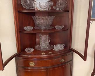 Vintage Mahogany Corner Curio Cabinet