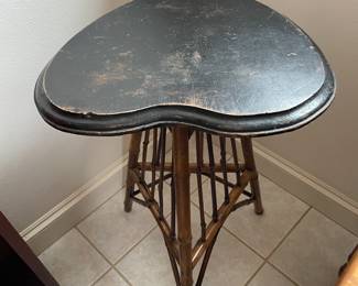 Rare Vintage Art Deco bamboo base side table with wooden heart shape top