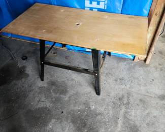 Homemade table on little Steel stand