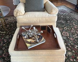 Ethan Allen corduroy rocker with Ottoman