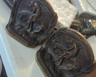 The end of the trail Indian book ends