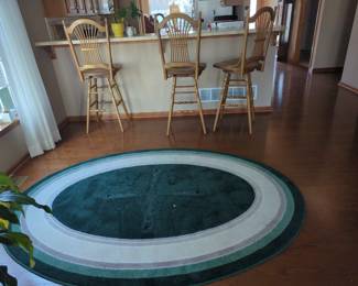 Rectangular and oval area rugs matching, and runner