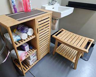 Bamboo cabinet and bench sold together or separately