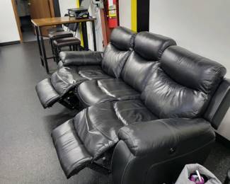 Vinyl sofa. Clean. No rips or tears. 7.5 feet long x 38 in high at back