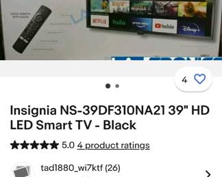 Insignia TV description. Sale with wall bracket